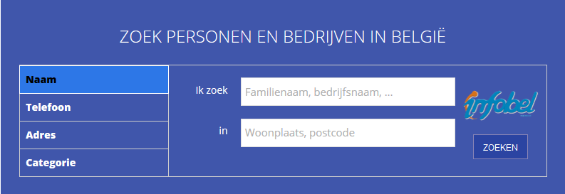 Zoeken op Infobel